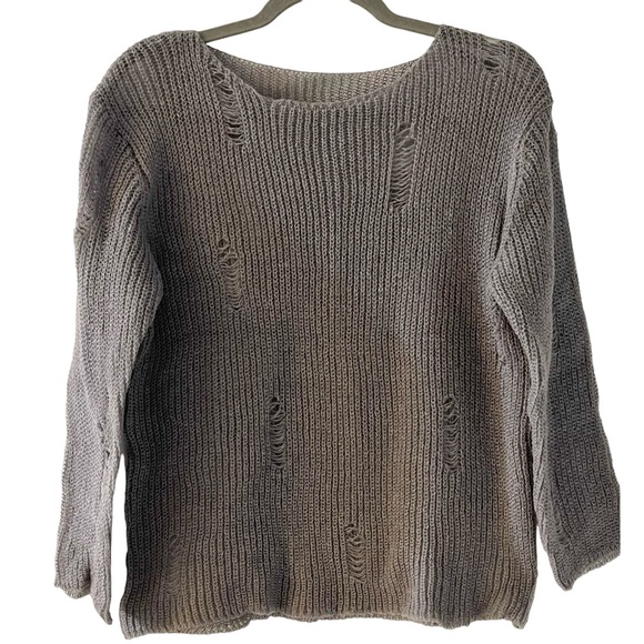 NWOT! Fairycore Grey Distressed Sweater. Soft sheer warm super cute. Lightweight - Picture 5 of 6